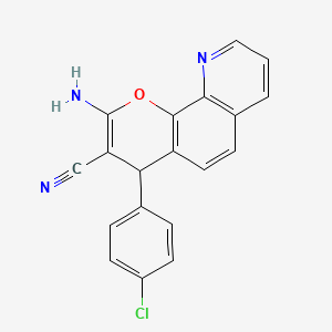 molecular formula C19H12ClN3O B14139789 2-amino-4-(4-chlorophenyl)-4H-pyrano[3,2-h]quinoline-3-carbonitrile CAS No. 132546-97-5