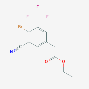molecular formula C12H9BrF3NO2 B1413979 Ethyl 4-bromo-3-cyano-5-(trifluoromethyl)phenylacetate CAS No. 1805523-24-3