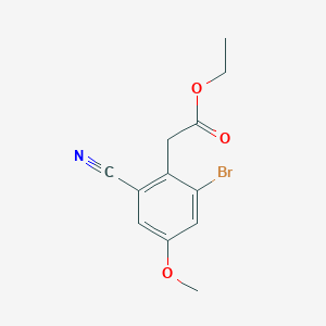 molecular formula C12H12BrNO3 B1413980 Ethyl 2-bromo-6-cyano-4-methoxyphenylacetate CAS No. 1807081-39-5