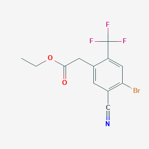 molecular formula C12H9BrF3NO2 B1413981 Ethyl 4-bromo-5-cyano-2-(trifluoromethyl)phenylacetate CAS No. 1805585-96-9