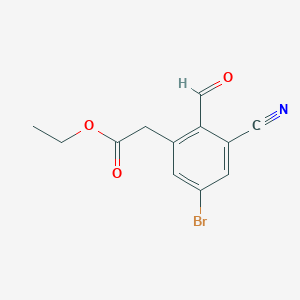molecular formula C12H10BrNO3 B1413988 Ethyl 5-bromo-3-cyano-2-formylphenylacetate CAS No. 1805486-87-6