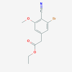 molecular formula C12H12BrNO3 B1413989 Ethyl 3-bromo-4-cyano-5-methoxyphenylacetate CAS No. 1805019-62-8