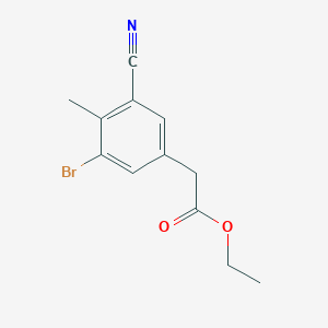 molecular formula C12H12BrNO2 B1413990 Ethyl 3-bromo-5-cyano-4-methylphenylacetate CAS No. 1807044-52-5