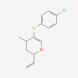 molecular formula C14H15ClOSe B14139926 5-[(4-Chlorophenyl)selanyl]-2-ethenyl-4-methyl-3,4-dihydro-2H-pyran CAS No. 88874-97-9