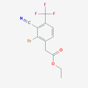 molecular formula C12H9BrF3NO2 B1413996 Ethyl 2-bromo-3-cyano-4-(trifluoromethyl)phenylacetate CAS No. 1805187-87-4