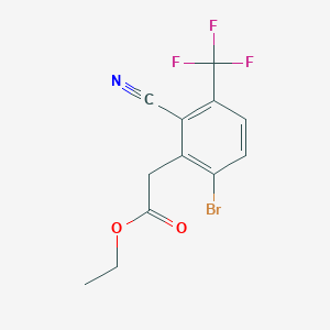 molecular formula C12H9BrF3NO2 B1413997 Ethyl 6-bromo-2-cyano-3-(trifluoromethyl)phenylacetate CAS No. 1805101-54-5