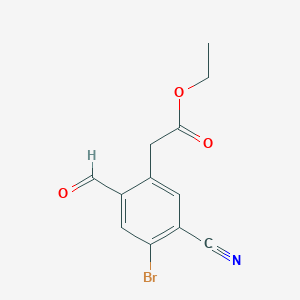 molecular formula C12H10BrNO3 B1413998 Ethyl 4-bromo-5-cyano-2-formylphenylacetate CAS No. 1805407-98-0