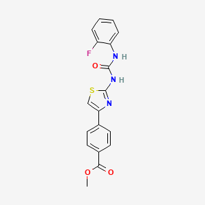 molecular formula C18H14FN3O3S B14139990 Methyl 4-(2-(3-(2-fluorophenyl)ureido)thiazol-4-yl)benzoate CAS No. 1209246-37-6