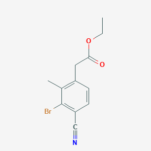 molecular formula C12H12BrNO2 B1414006 Ethyl 3-bromo-4-cyano-2-methylphenylacetate CAS No. 1807019-86-8