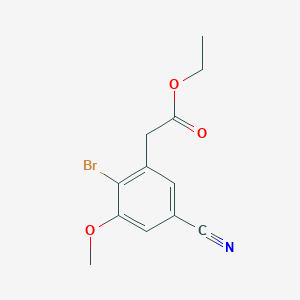 molecular formula C12H12BrNO3 B1414019 Ethyl 2-bromo-5-cyano-3-methoxyphenylacetate CAS No. 1805019-51-5