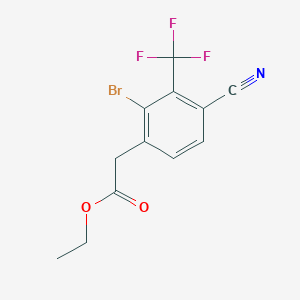 molecular formula C12H9BrF3NO2 B1414038 Ethyl 2-bromo-4-cyano-3-(trifluoromethyl)phenylacetate CAS No. 1805187-96-5