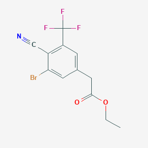 molecular formula C12H9BrF3NO2 B1414039 Ethyl 3-bromo-4-cyano-5-(trifluoromethyl)phenylacetate CAS No. 1804407-41-7