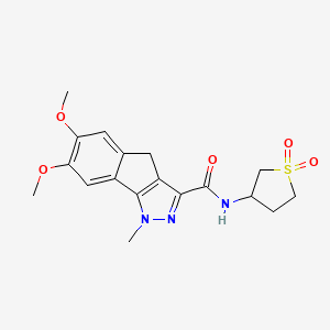 molecular formula C18H21N3O5S B14140390 N-(1,1-dioxidotetrahydrothiophen-3-yl)-6,7-dimethoxy-1-methyl-1,4-dihydroindeno[1,2-c]pyrazole-3-carboxamide CAS No. 1144449-86-4