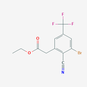 molecular formula C12H9BrF3NO2 B1414049 Ethyl 3-bromo-2-cyano-5-(trifluoromethyl)phenylacetate CAS No. 1805585-72-1