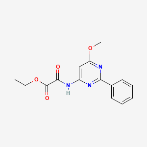 molecular formula C15H15N3O4 B14140500 Acetic acid, ((6-methoxy-2-phenyl-4-pyrimidinyl)amino)oxo-, ethyl ester CAS No. 75274-16-7