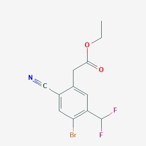 molecular formula C12H10BrF2NO2 B1414059 Ethyl 4-bromo-2-cyano-5-(difluoromethyl)phenylacetate CAS No. 1805131-35-4