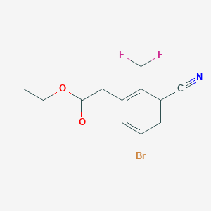 molecular formula C12H10BrF2NO2 B1414060 Ethyl 5-bromo-3-cyano-2-(difluoromethyl)phenylacetate CAS No. 1807213-67-7