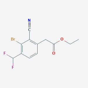 molecular formula C12H10BrF2NO2 B1414062 Ethyl 3-bromo-2-cyano-4-(difluoromethyl)phenylacetate CAS No. 1807030-51-8