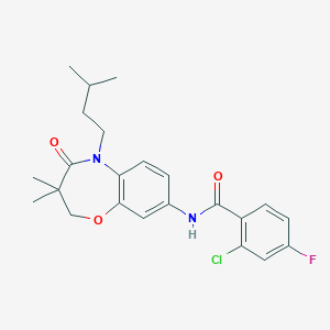 2-chloro-4-fluoro-N-(5-isopentyl-3,3-dimethyl-4-oxo-2,3,4,5-tetrahydrobenzo[b][1,4]oxazepin-8-yl)benzamide