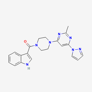 molecular formula C21H21N7O B14140771 (1H-indol-3-yl)(4-(2-methyl-6-(1H-pyrazol-1-yl)pyrimidin-4-yl)piperazin-1-yl)methanone CAS No. 1170528-08-1