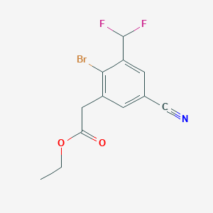 molecular formula C12H10BrF2NO2 B1414082 Ethyl 2-bromo-5-cyano-3-(difluoromethyl)phenylacetate CAS No. 1805594-36-8