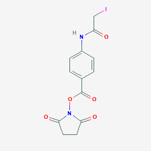 molecular formula C13H11IN2O5 B014141 N-Succinimidyl-4-((iodoacetyl)amino)benzoate CAS No. 72252-96-1