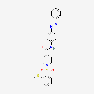 (E)-1-((2-(methylthio)phenyl)sulfonyl)-N-(4-(phenyldiazenyl)phenyl)piperidine-4-carboxamide