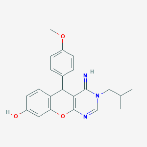 molecular formula C22H23N3O3 B14141323 4-imino-5-(4-methoxyphenyl)-3-(2-methylpropyl)-5H-chromeno[2,3-d]pyrimidin-8-ol CAS No. 846582-89-6