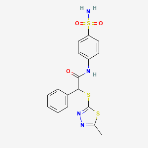 2-[(5-methyl-1,3,4-thiadiazol-2-yl)sulfanyl]-2-phenyl-N-(4-sulfamoylphenyl)acetamide