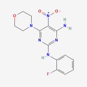 molecular formula C14H15FN6O3 B14141593 2-N-(2-fluorophenyl)-6-morpholin-4-yl-5-nitropyrimidine-2,4-diamine CAS No. 673498-15-2