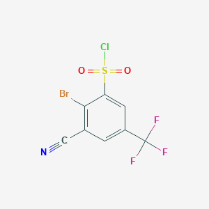 molecular formula C8H2BrClF3NO2S B1414164 2-Bromo-3-cyano-5-(trifluoromethyl)benzenesulfonyl chloride CAS No. 1805100-78-0