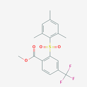 molecular formula C18H17F3O4S B14141712 Methyl 4-(trifluoromethyl)-2-[(2,4,6-trimethylphenyl)sulfonyl]benzoate CAS No. 51431-48-2