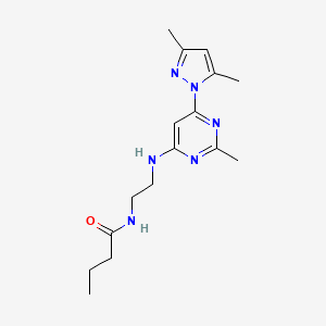 N-(2-((6-(3,5-dimethyl-1H-pyrazol-1-yl)-2-methylpyrimidin-4-yl)amino)ethyl)butyramide