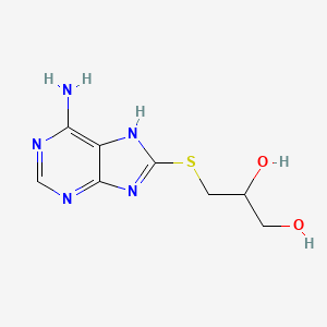 molecular formula C8H11N5O2S B14141962 3-((6-amino-9H-purin-8-yl)thio)propane-1,2-diol CAS No. 304444-50-6