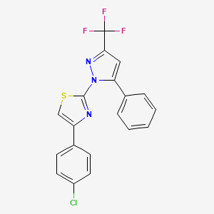 molecular formula C19H11ClF3N3S B14141974 4-(4-Chlorophenyl)-2-[5-phenyl-3-(trifluoromethyl)pyrazol-1-yl]-1,3-thiazole CAS No. 6117-53-9