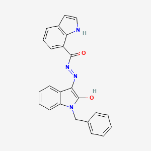 molecular formula C24H18N4O2 B14141993 1h-Indole-7-carboxylic acid,[1,2-dihydro-2-oxo-1-(phenylmethyl)-3h-indol-3-ylidene]hydrazide CAS No. 372972-40-2