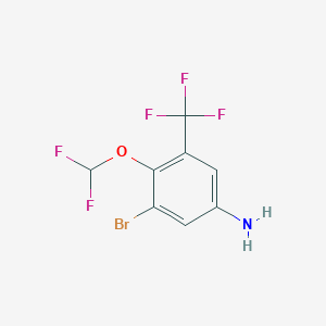 molecular formula C8H5BrF5NO B1414208 3-Bromo-4-difluoromethoxy-5-(trifluoromethyl)aniline CAS No. 1807186-09-9