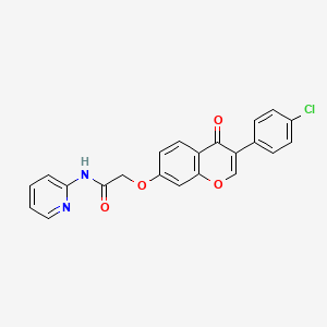 2-((3-(4-chlorophenyl)-4-oxo-4H-chromen-7-yl)oxy)-N-(pyridin-2-yl)acetamide