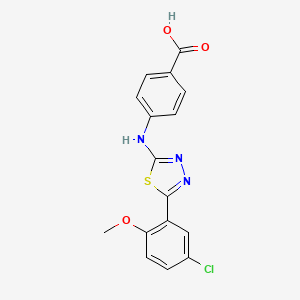 molecular formula C16H12ClN3O3S B14142175 4-[[5-(5-Chloro-2-methoxyphenyl)-1,3,4-thiadiazol-2-yl]amino]benzoic acid CAS No. 634174-15-5