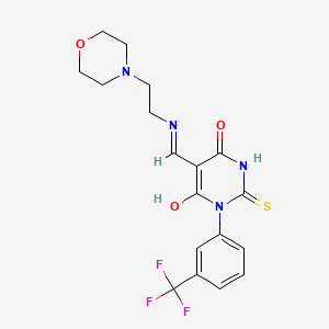 molecular formula C18H19F3N4O3S B14142180 (5E)-5-({[2-(morpholin-4-yl)ethyl]amino}methylidene)-2-thioxo-1-[3-(trifluoromethyl)phenyl]dihydropyrimidine-4,6(1H,5H)-dione 