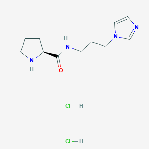 molecular formula C11H20Cl2N4O B1414234 2-Pyrrolidinecarboxamide, N-[3-(1H-imidazol-1-yl)propyl]-, dihydrochloride, (2S)- CAS No. 1590382-03-8