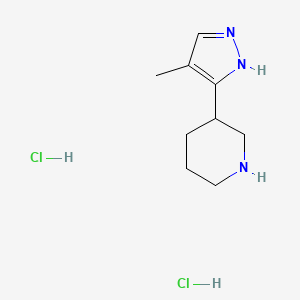 molecular formula C9H17Cl2N3 B1414241 3-(4-Methyl-1h-pyrazol-3-yl)piperidine dihydrochloride CAS No. 2173092-81-2