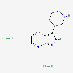 molecular formula C11H16Cl2N4 B1414245 3-Piperidin-3-yl-1h-pyrazolo[3,4-b]pyridine dihydrochloride CAS No. 2173092-88-9