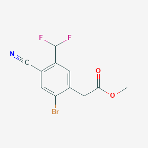 molecular formula C11H8BrF2NO2 B1414253 Methyl 2-bromo-4-cyano-5-(difluoromethyl)phenylacetate CAS No. 1805594-37-9