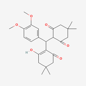 molecular formula C25H32O6 B14142544 2-[(3,4-Dimethoxyphenyl)(2-hydroxy-4,4-dimethyl-6-oxocyclohex-1-en-1-yl)methyl]-5,5-dimethylcyclohexane-1,3-dione CAS No. 5105-26-0