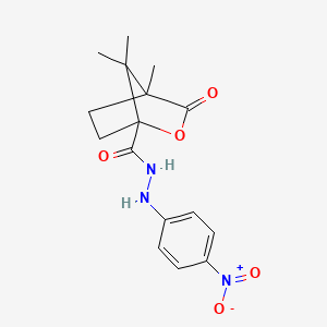 molecular formula C16H19N3O5 B14142580 4,7,7-trimethyl-N'-(4-nitrophenyl)-3-oxo-2-oxabicyclo[2.2.1]heptane-1-carbohydrazide CAS No. 1212455-22-5