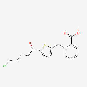 molecular formula C18H19ClO3S B14142606 Methyl 2-{[5-(5-chloropentanoyl)thiophen-2-yl]methyl}benzoate CAS No. 62636-88-8