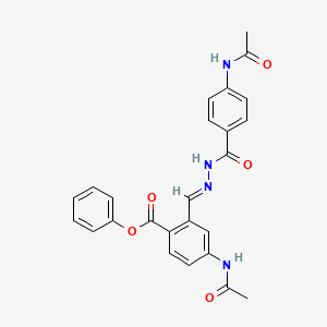 molecular formula C25H22N4O5 B14142614 4-(Acetylamino)-2-(((4-(acetylamino)benzoyl)hydrazono)methyl)phenyl benzoate CAS No. 55901-27-4