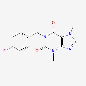 molecular formula C14H13FN4O2 B14142659 1-(4-fluorobenzyl)-3,7-dimethyl-3,7-dihydro-1H-purine-2,6-dione CAS No. 5995-95-9