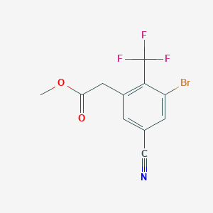 molecular formula C11H7BrF3NO2 B1414268 Methyl 3-bromo-5-cyano-2-(trifluoromethyl)phenylacetate CAS No. 1805102-21-9